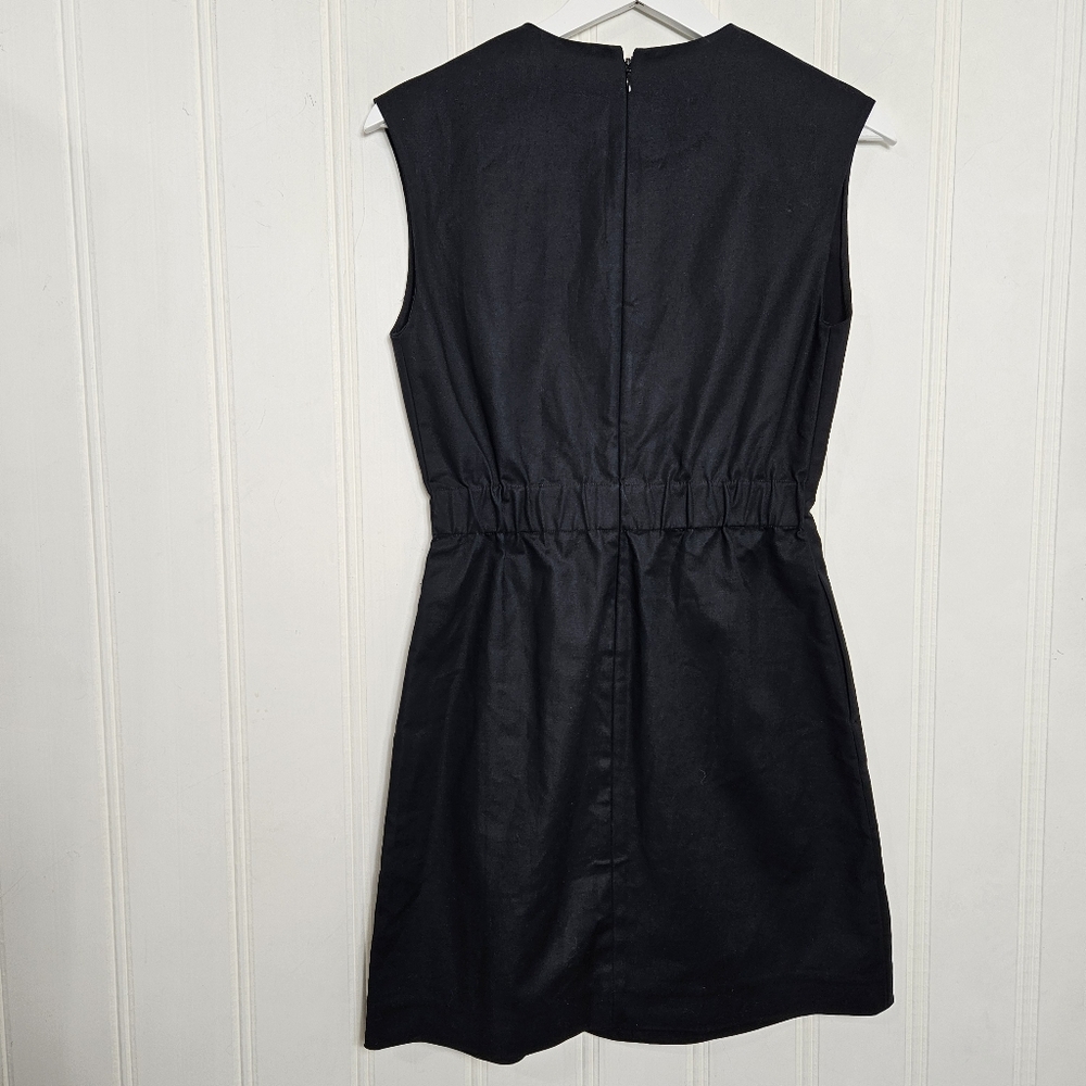 Everlane Black Fit Flare Dress Sleeveless Crew Neck Pockets Size 0 - Picture 6 of 12